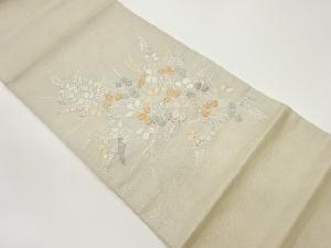 紗 萩模様刺繍袋帯